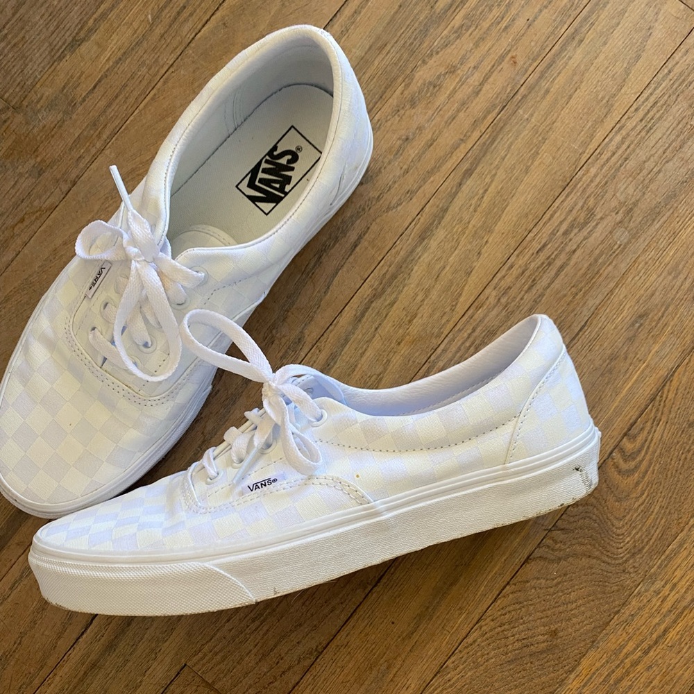 Mens White Checkered Vans size 10.5